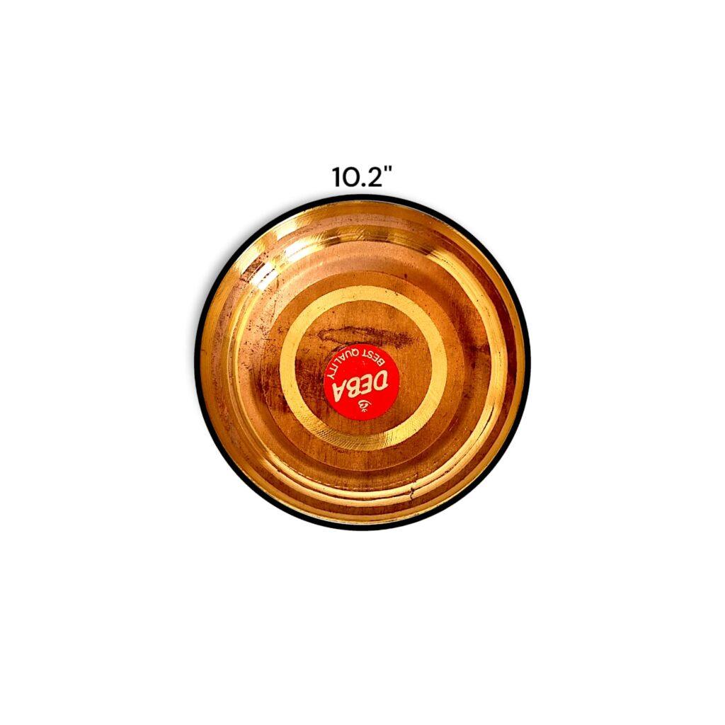 Pure Copper Round Plate For Pooja - Tama Plate - "कंसा की थाली" 10.2 Inch - Image 3