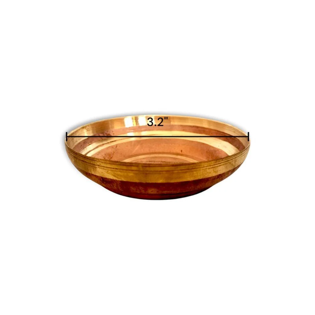 Pure Copper Round Plate For Pooja - Tama Plate - "कंसा की थाली" 10.2 Inch - Image 4