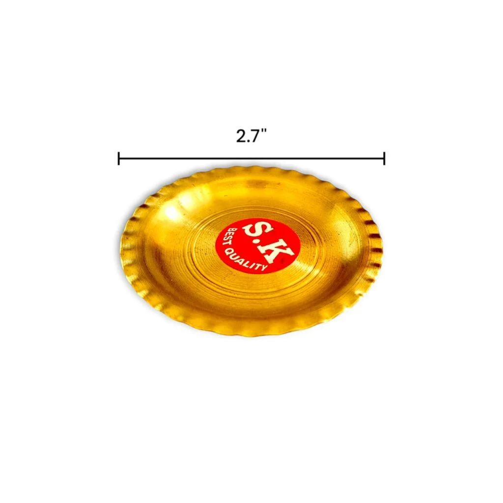 Original Pure Brass Pooja Plate - Pooja Plate - पूजा की थाली 9 Inch - Image 2