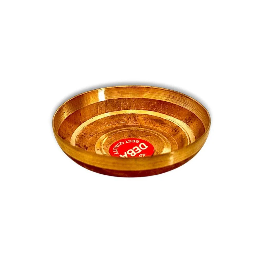 Pure Copper Round Bowl For Pooja - Tama Plate - Malsha - 2.8 Inch approx - Image 4