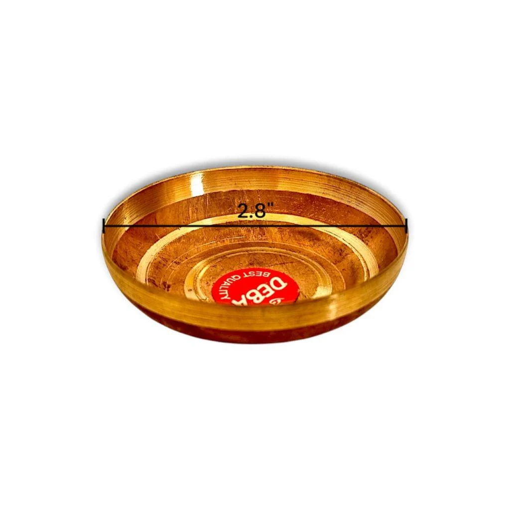 Pure Copper Round Bowl For Pooja - Tama Plate - Malsha - 2.8 Inch approx - Image 2