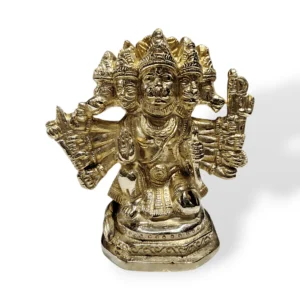 Pure Brass Panchmukhi Hanuman - Panchamukhi Hanuman Ji Antique Idol - The God Of Strength - Prosperty - Well Polished 5" Holy Idol