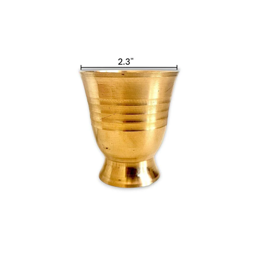 Pure Brass Glass For Pooja - "पूजा के लिए पीतल का गिलास" 6.5 Inch - Image 2
