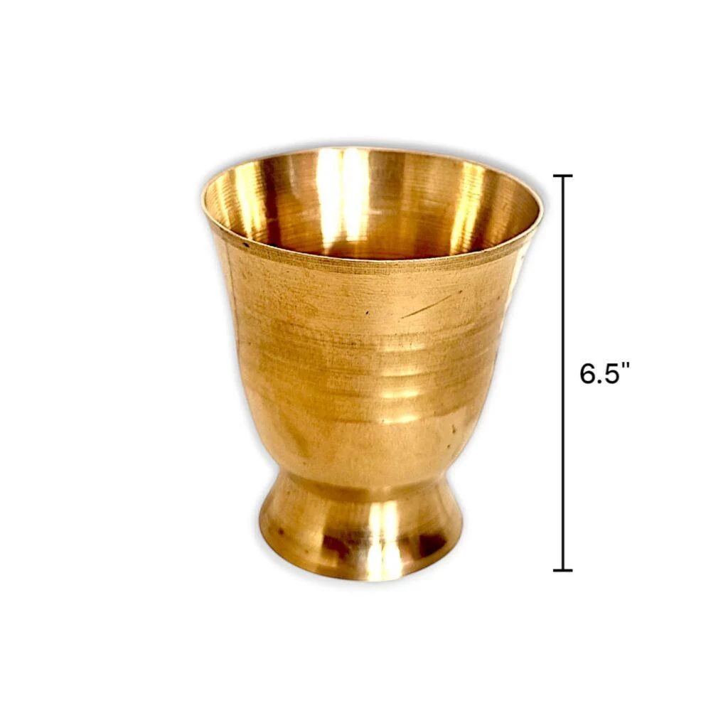 Pure Brass Glass For Pooja - "पूजा के लिए पीतल का गिलास" 6.5 Inch - Image 3