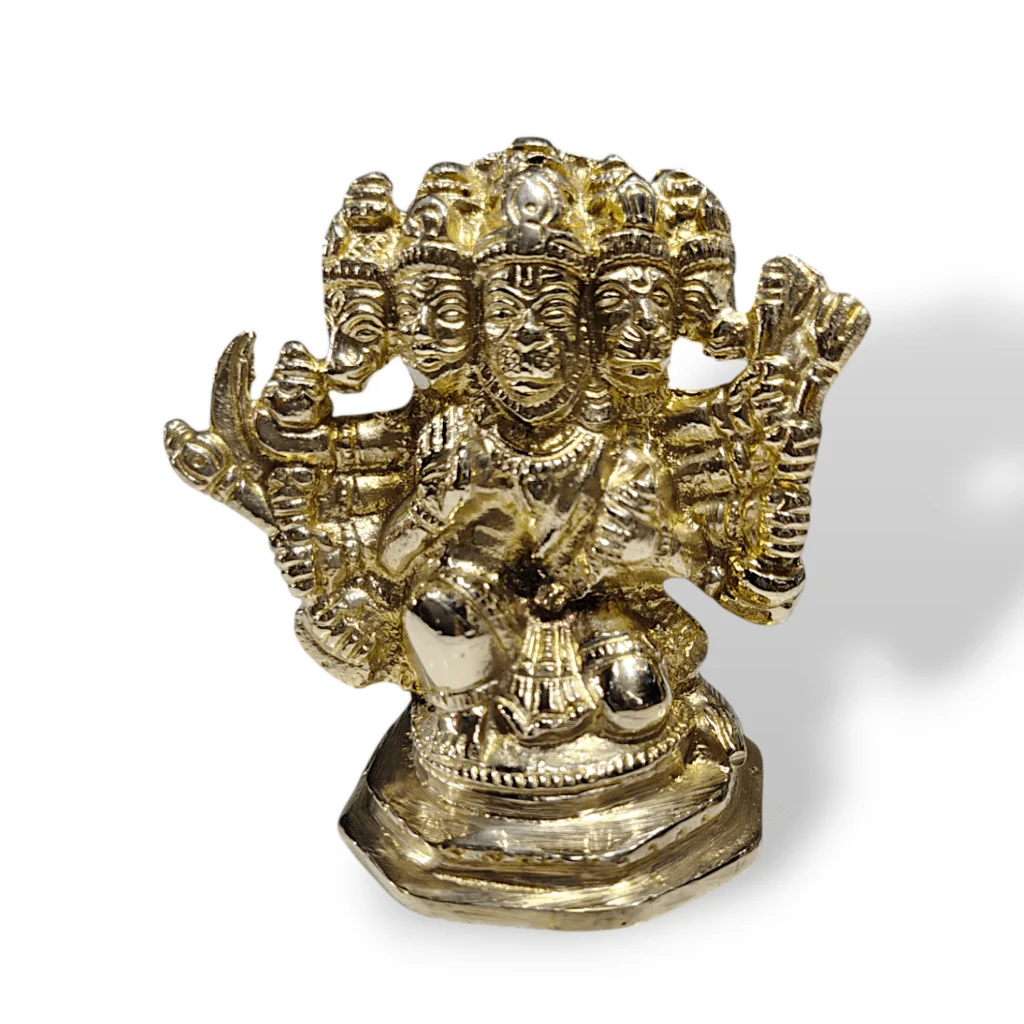 Pure Brass Panchmukhi Hanuman Ji Idol - Panchamukhi Hanuman Ji Antique Murti - The God Of Strength - Prosperty - Well Polished 3.5" Holy