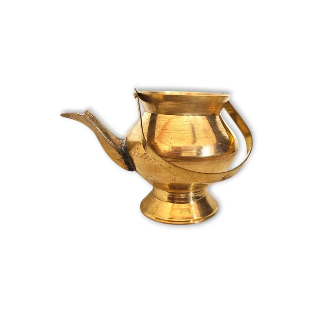 Pure Brass Kamandal - Kamandal With Handel - "शुद्ध पीतल कमंडल" 3.5 Inch