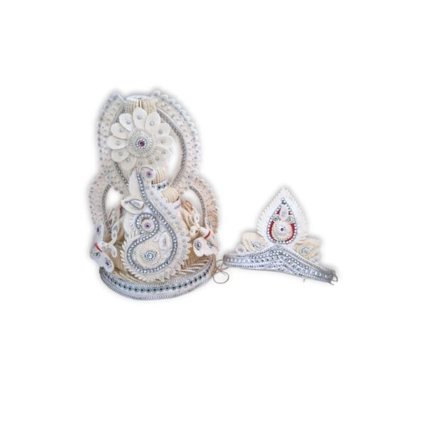 Fancy Premium Quality Topor Mukut Set For Bengali Wedding - Balurghat Special Fully Hand Crafted Topor - 100 % Shola Topor - Mukut Set For Bengali Brides And Grooms - Image 3