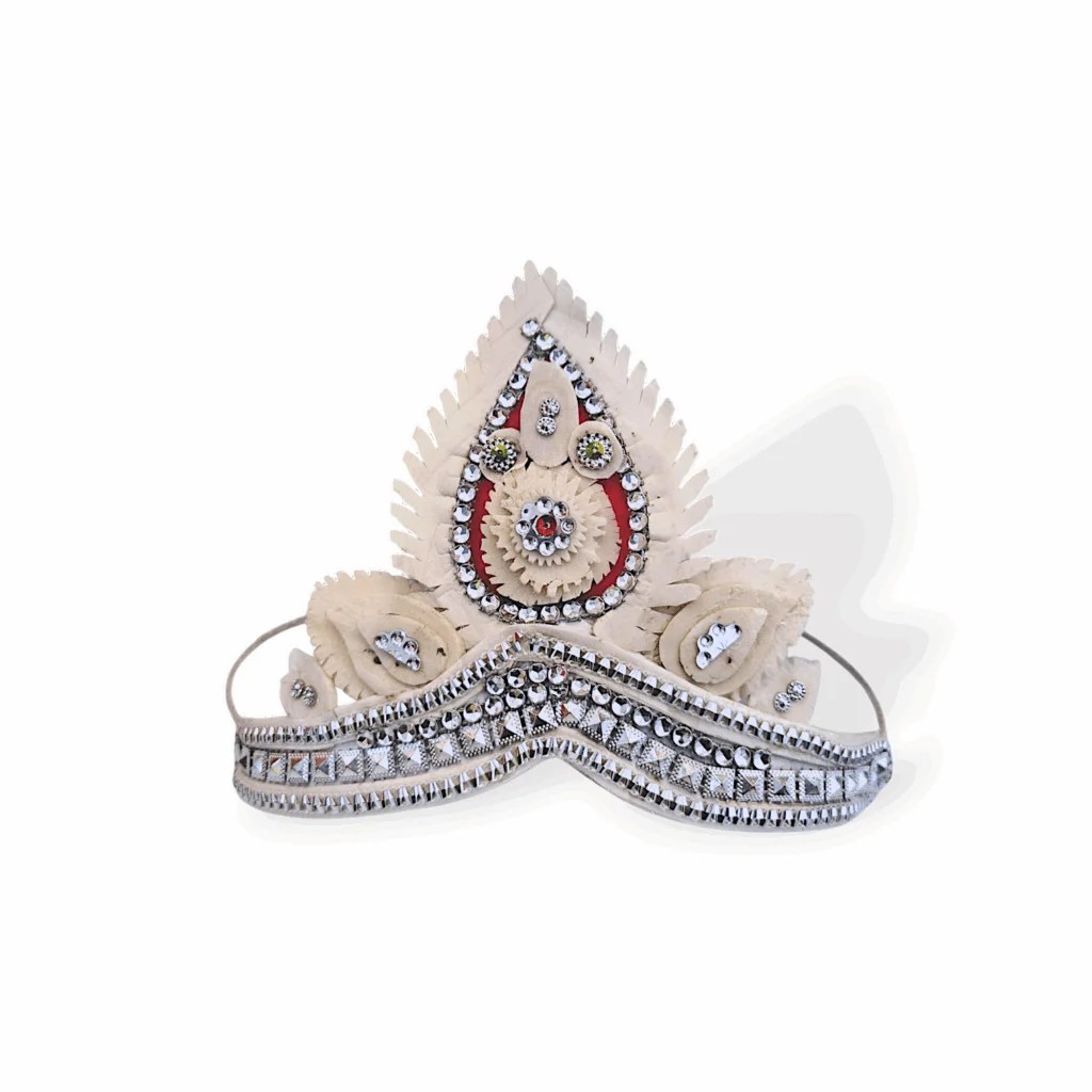 Fancy Premium Quality Topor Mukut Set For Bengali Wedding - Balurghat Special Fully Hand Crafted Topor - 100 % Shola Topor - Mukut Set For Bengali Brides And Grooms - Image 3