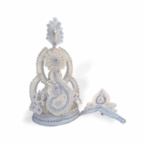Fancy Premium Quality Topor Mukut Set For Bengali Wedding - Balurghat Special Fully Hand Crafted Topor - 100 % Shola Topor - Mukut Set For Bengali Brides And Grooms