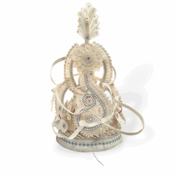 Fancy Premium Quality Topor Mukut Set For Bengali Wedding - Balurghat Special Fully Hand Crafted Topor - 100 % Shola Topor - Mukut Set For Bengali Brides And Grooms - Image 5