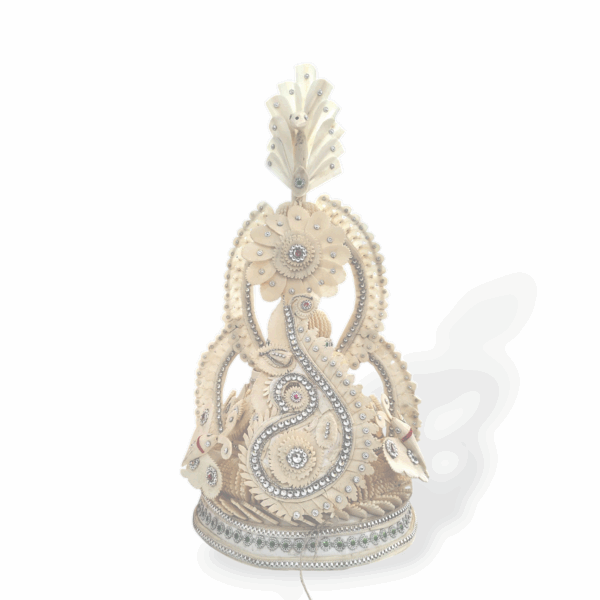Fancy Premium Quality Topor Mukut Set For Bengali Wedding - Balurghat Special Fully Hand Crafted Topor - 100 % Shola Topor - Mukut Set For Bengali Brides And Grooms - Image 2
