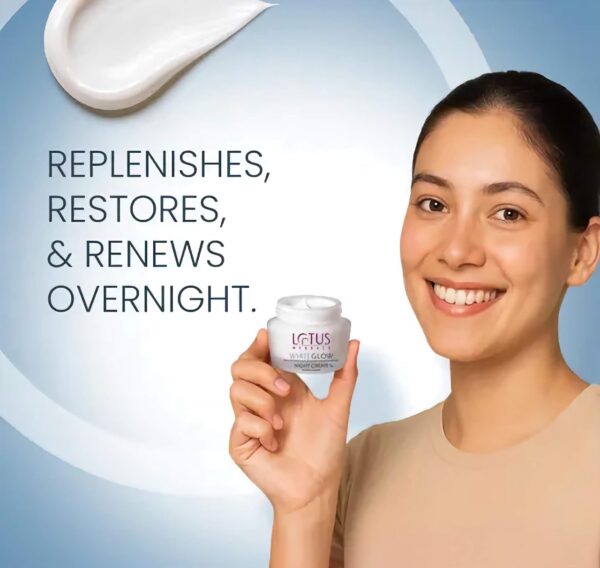 Lotus Herbals Whiteglow Skin Whitening & Brightening Nourishing Night Cream - 40gm - Image 3