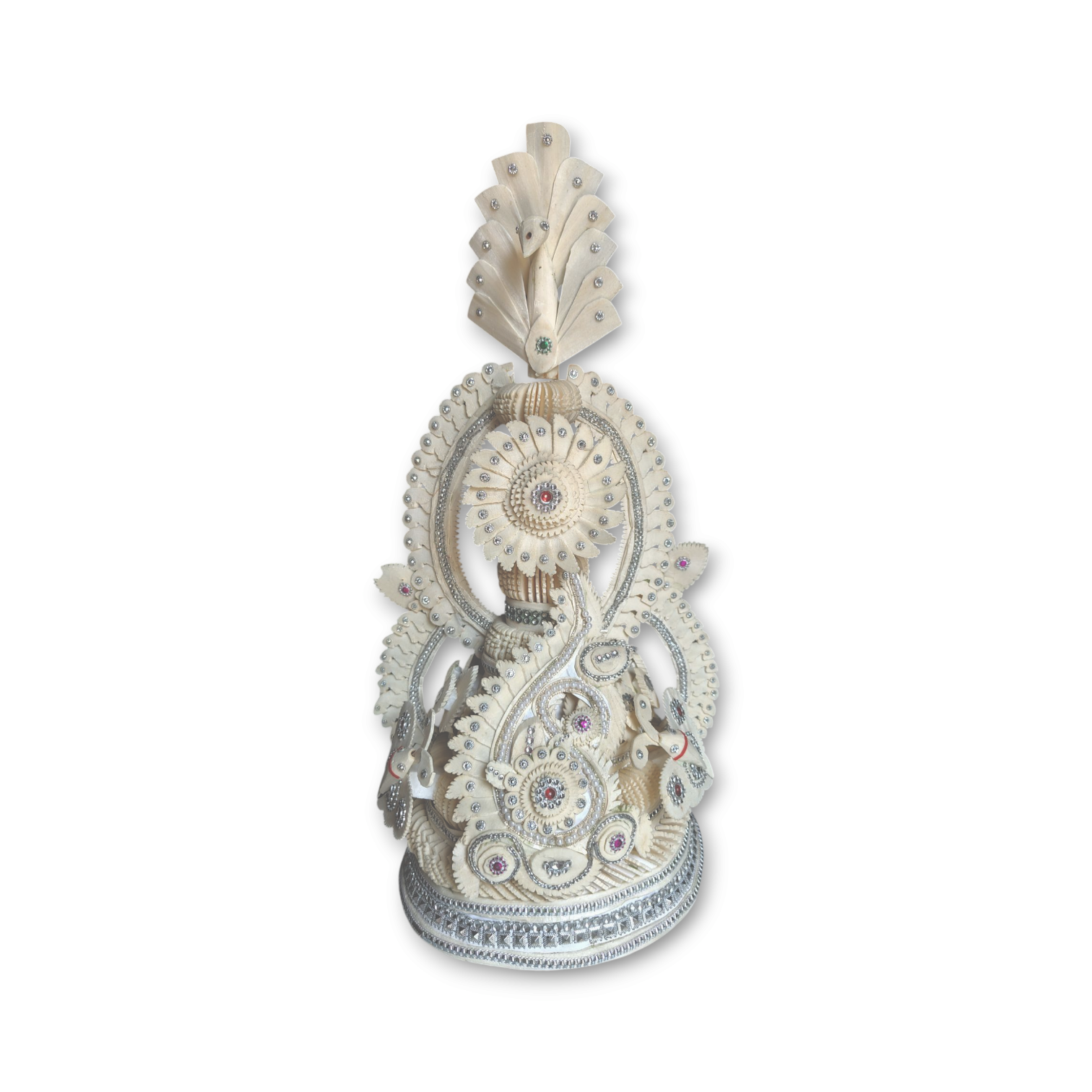 Fancy Premium Quality Topor Mukut Set For Bengali Wedding - Balurghat Special Fully Hand Crafted Topor - 100 % Shola Topor - Mukut Set For Bengali Brides And Grooms