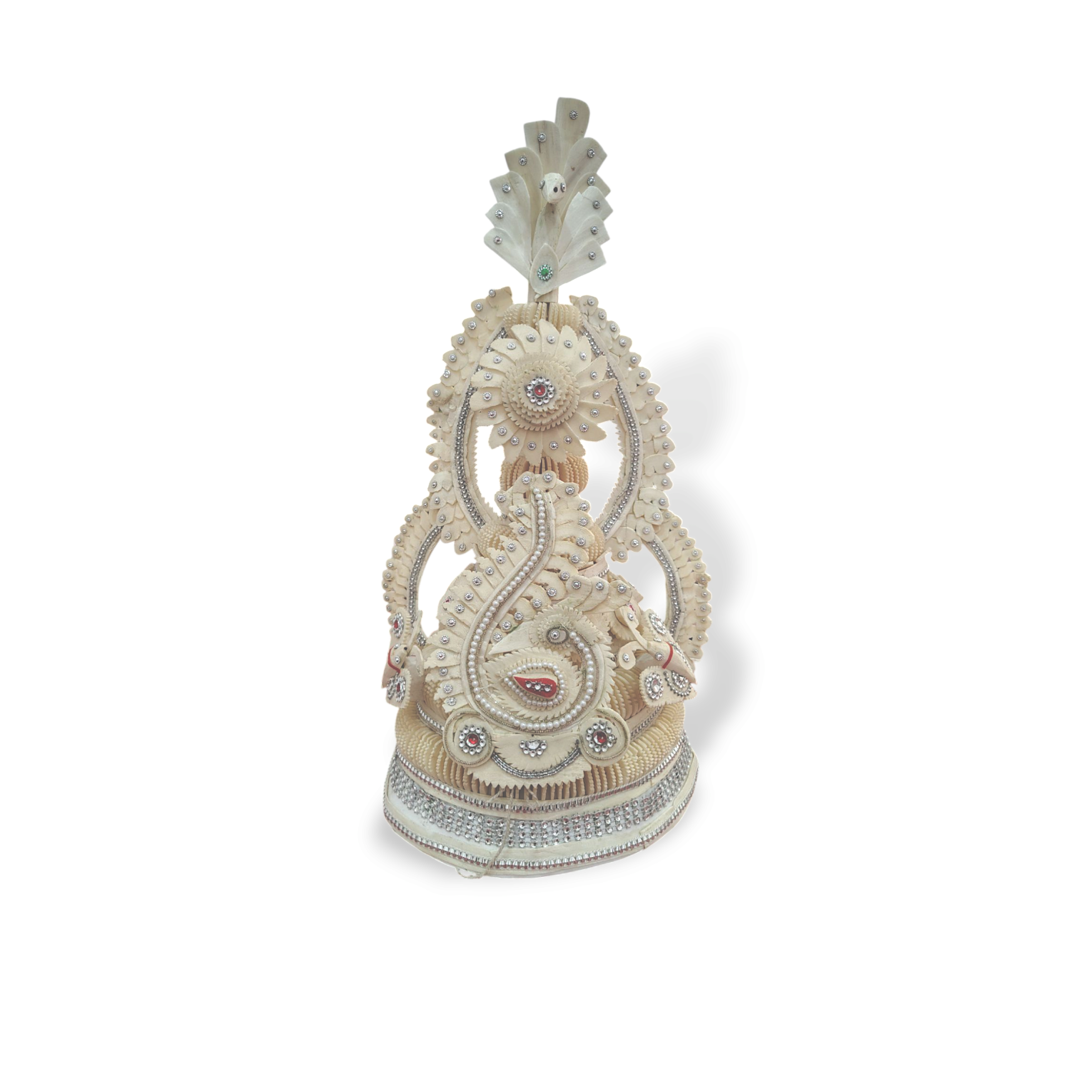 Fancy Premium Quality Topor Mukut Set For Bengali Wedding - Balurghat Special Fully Hand Crafted Topor - 100 % Shola Topor - Mukut Set For Bengali Brides And Grooms
