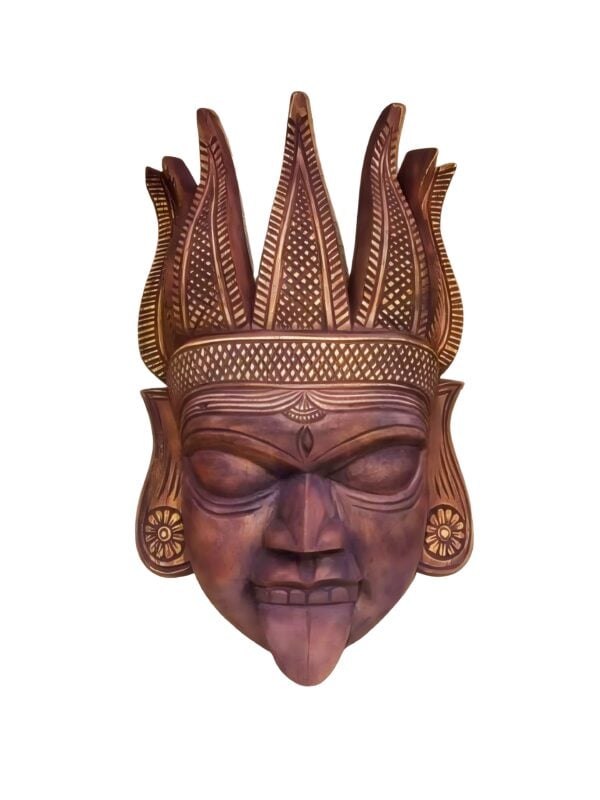 Pure Handcraft Wooden "KALI MASK" – Wooden Mask of KUSHMANDI – GI Taged by Central Government Of INDIA