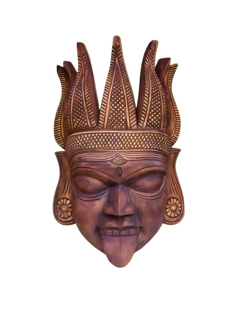 Pure Handcraft Wooden "KALI MASK" – Wooden Mask of KUSHMANDI – GI Taged by Central Government Of INDIA