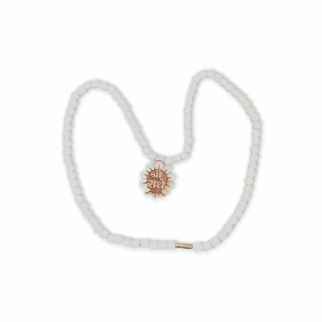 Shri Radhe Flower Shape Tulsi Mala - Tulsi Mala - Shri Radhekrishna Tulsi Mala - Shri Radheshyam Tulsi Mala 10 cm