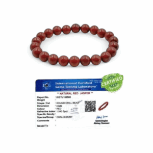 Natural Red Jasper Crystal  Bracelet - Healing Gemstone Beaded Bracelet Grounding Energy Stone - for Strength & Stability Handcrafted with Genuine Red Jasper Beads - Includes Certificate of Authenticity