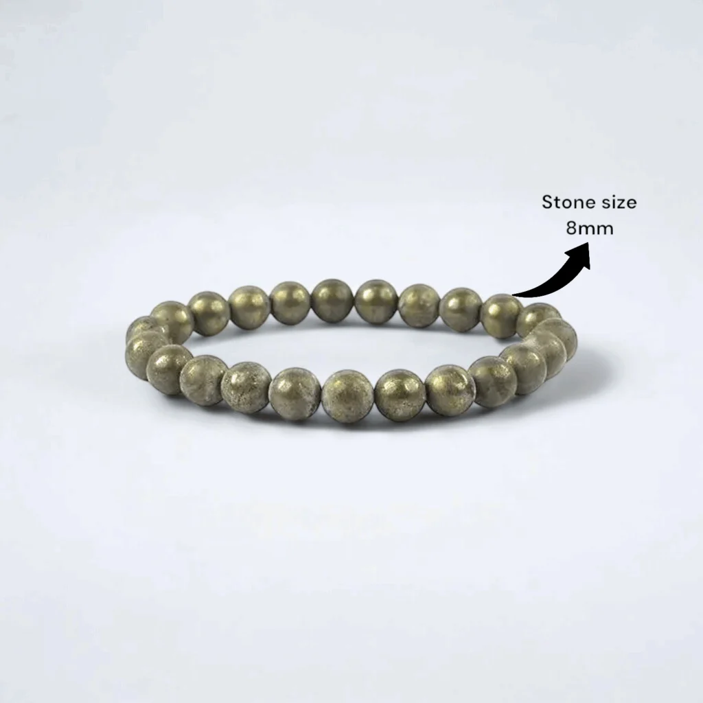 Original Pyrite Unisex Bracelet - AAA Quality Pyrite Bracelet 8mm - Stretchable Real Crystal Bracelet - Magnet For Prosperity, Abundance & Manifestation Pyrite Bracelet - With Certificate - Image 2