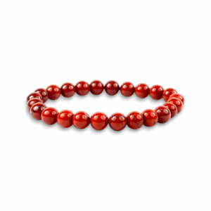 Natural Red Jasper Crystal Bracelet - Healing Gemstone Beaded Bracelet Grounding Energy Stone - for Strength & Stability Handcrafted with Genuine Red Jasper Beads - Includes Certificate of Authenticity