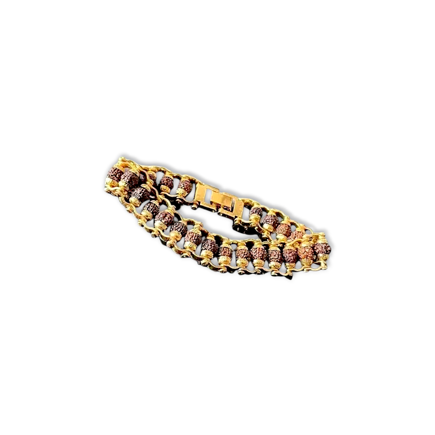 Gold Plated Rudraksh Bracelet - 5 Mukhi Rudraksh Rakhi - Bracelet for Men