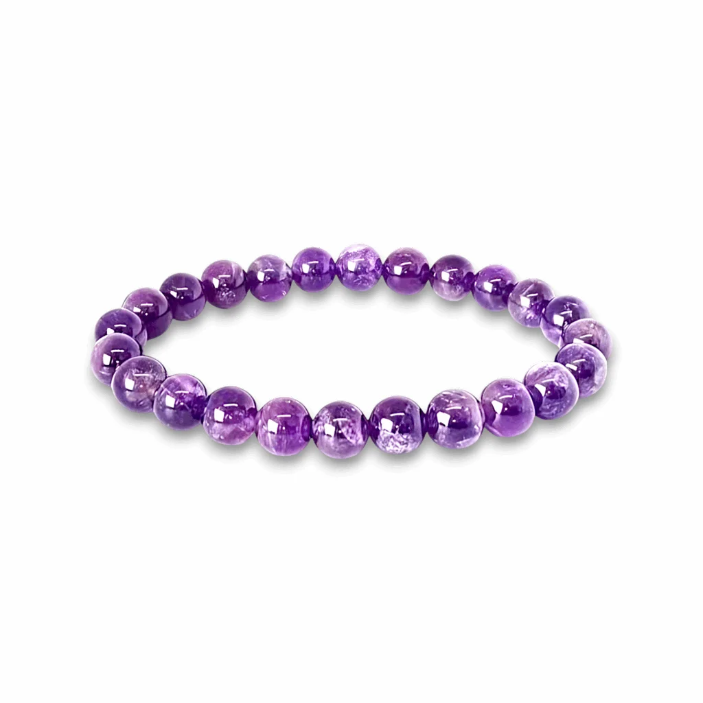 Natural Amethyst Bracelet - Lab Certified 8 mm Round Cut Beads - Unisex Healing Stone Bracelet