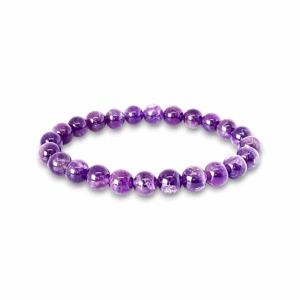 Natural Amethyst Bracelet - Lab Certified 8 mm Round Cut Beads - Unisex Healing Stone Bracelet