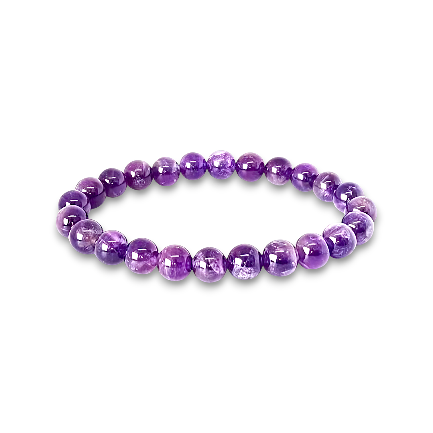 Natural Amethyst Bracelet - Lab Certified 8 mm Round Cut Beads - Unisex Healing Stone Bracelet