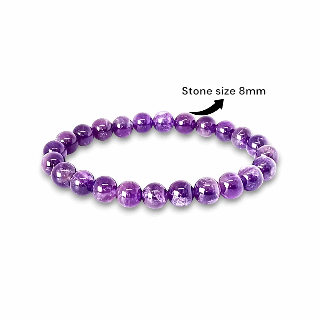 Natural Amethyst Bracelet - Lab Certified 8 mm Round Cut Beads - Unisex Healing Stone Bracelet - Image 2