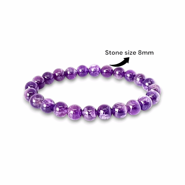 Natural Amethyst Bracelet - Lab Certified 8 mm Round Cut Beads - Unisex Healing Stone Bracelet - Image 2
