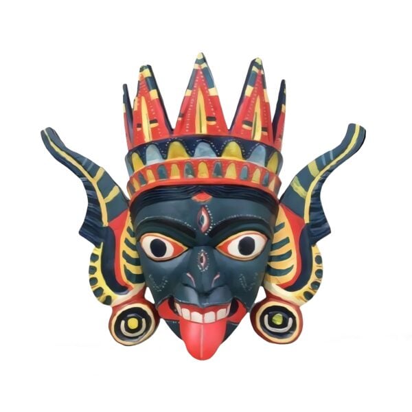 Pure Handcraft Wooden SWASHAN KALI  MASK - Wooden Mask of KUSHMANDI - GI Tag by Central Government Of INDIA
