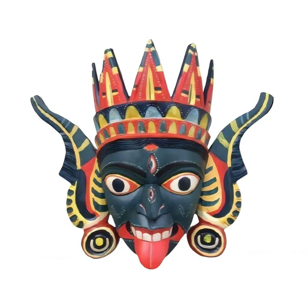 Pure Handcraft Wooden "SWASHAN KALI" MASK - Wooden Mask of KUSHMANDI - GI Taged by Central Government Of INDIA