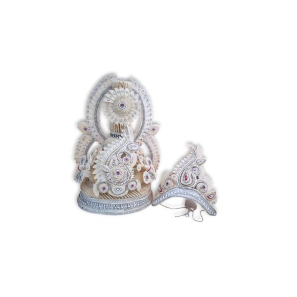 Fancy Premium Quality Topor Mukut Set For Bengali Wedding - Balurghat Special Fully Hand Crafted Topor - 100 % Shola Topor - Mukut Set For Bengali Brides And Grooms - Image 3