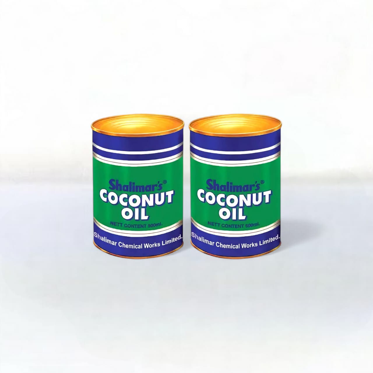 Shalimar's Coconut Oil - "শালিমার নারকেল তেল" - "शालीमार का नारियल तेल" - Tin Pack of Two - 500ml Each