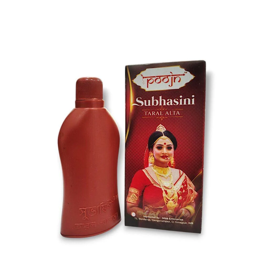 Subhasini Taral Alta - Taral Aalta - Poojn Subhasini Alta - "সুভাষিণী তরল আলতা" - "सुभाषिनी तरल अल्ता"- Premium Quality Aalta By Poojn - Image 2