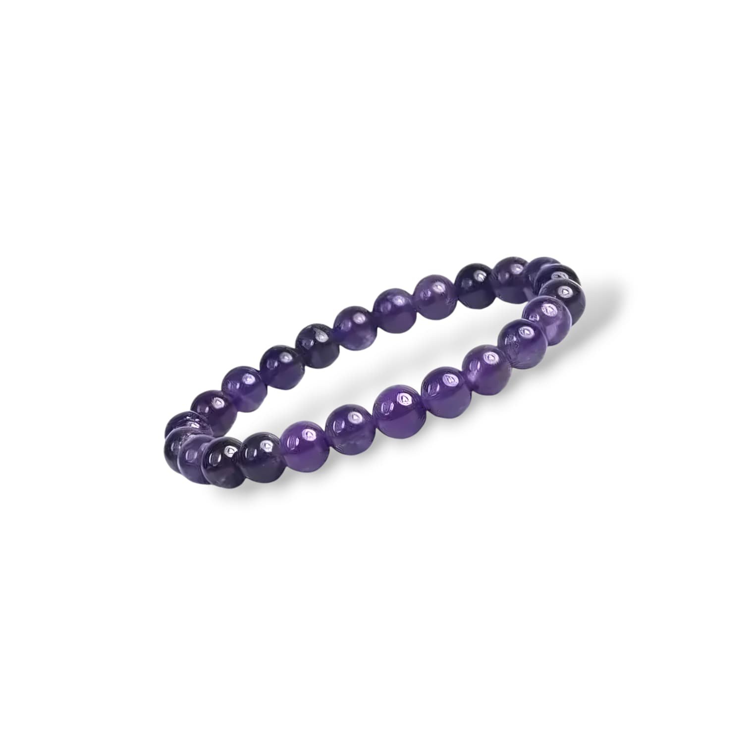 Natural Amethyst Bracelet - Lab Certified 8 mm Round Cut Beads - Unisex Healing Stone Bracelet