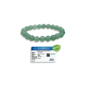 Natural Green Aventurine Crystal Bracelet - Healing Beaded Gemstone Bracelet with Authentic Lab Certificate - Handcrafted Jewelry - for Good Luck, Opportunity and Emotional Healing Positive Energy Bracelet for Prosperity, Calmness, and  Balance Heart Chakra