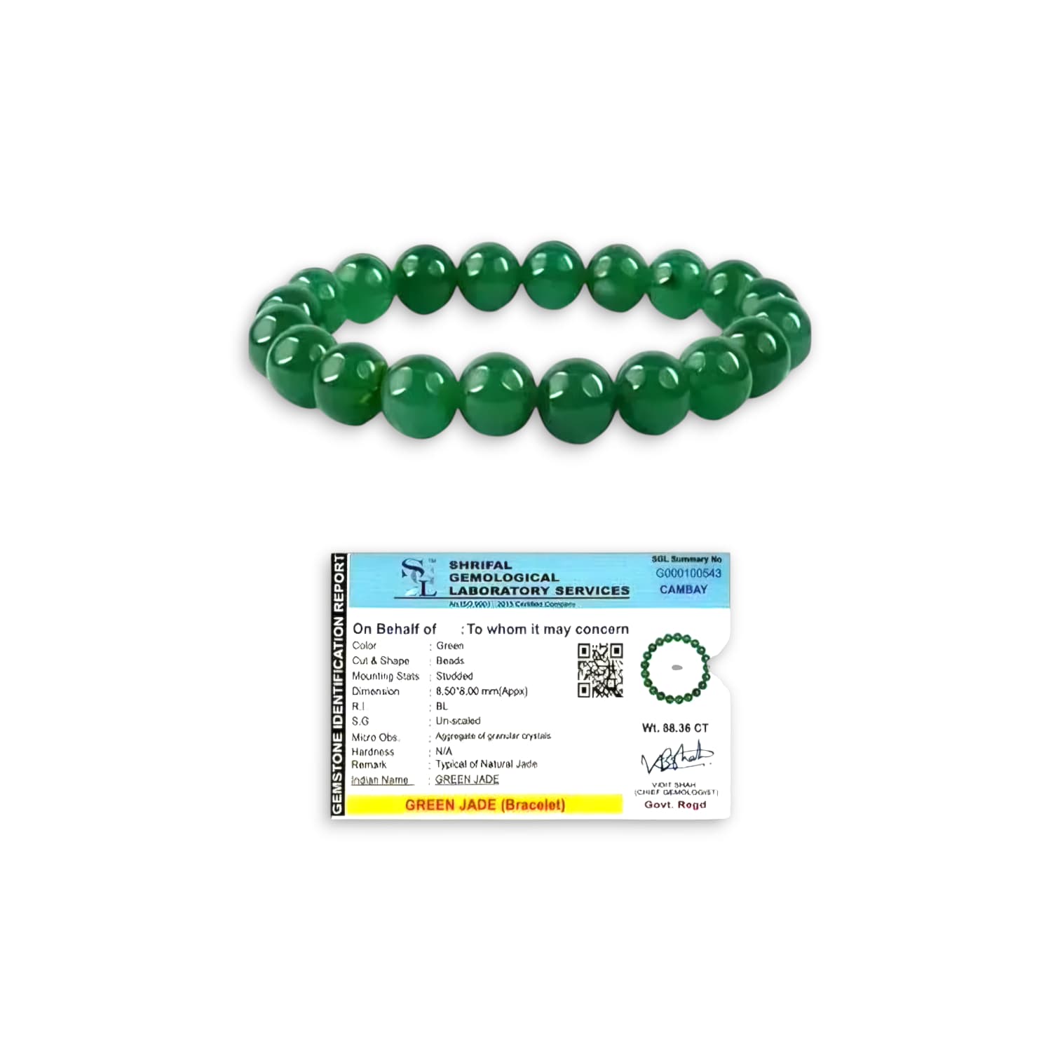 Natural Green Jade Stone Crystal Bracelet - Gemstone Chakra Bracelet - Reiki Healing Jewelry - for Men & Women - Bead 8MM