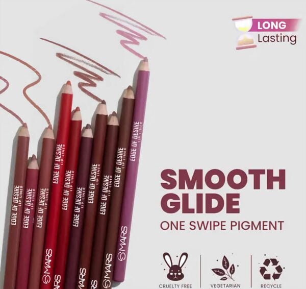 MARS Matte Lip Liner - One Swipe Smooth Application - Long Lasting & Travel Friendly Lip Pencil - 1.4gm -  Deep Dawn - Single Piece - Image 3
