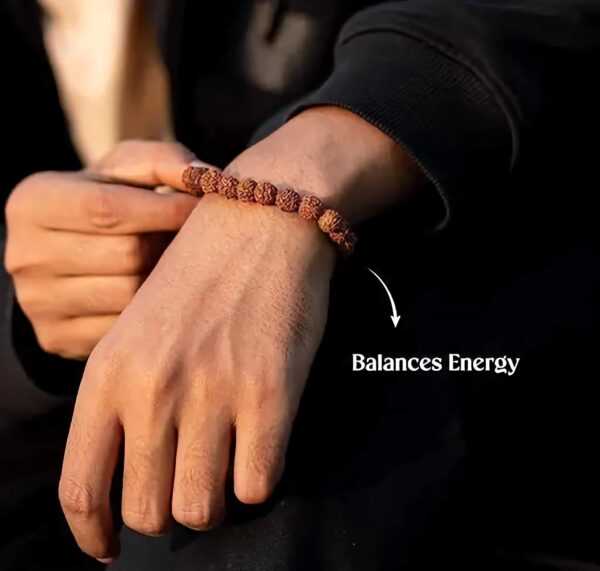 Panchmukhi Rudraksha Bracelet - 5 Face Rudraksha - "পঞ্চমুখী রুদ্রাক্ষ ব্রেসলেট" - "पंचमुखी रुद्राक्ष ब्रेसलेट" - Image 4