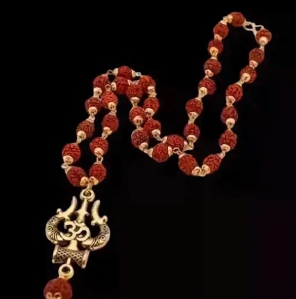 Shiv Rudraksha Mala - Rudraksha Mala - "শিব রুদ্রাক্ষ মালা" -  With Trishul & Damroo - "शिव रुद्राक्ष माला"