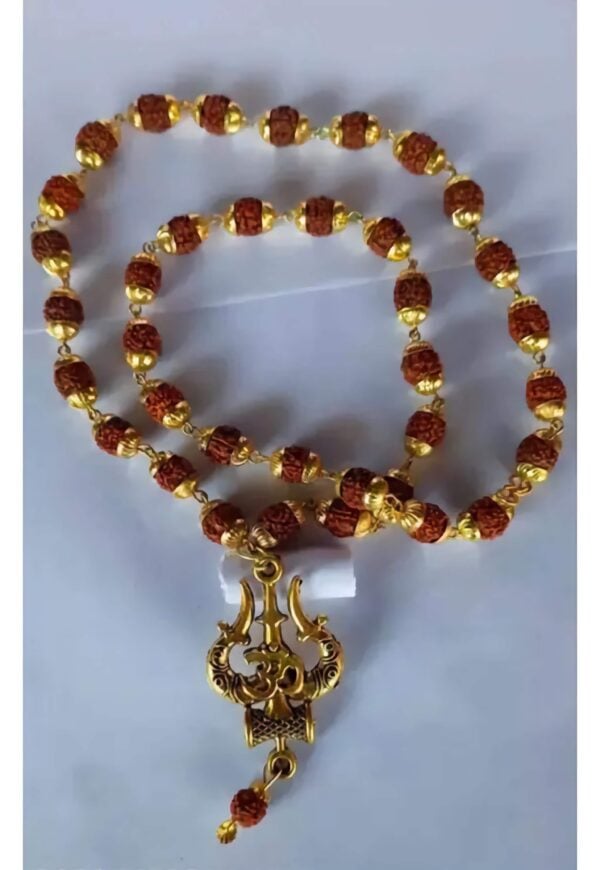 Shiv Rudraksha Mala - Rudraksha Mala - "শিব রুদ্রাক্ষ মালা" -  With Trishul & Damroo - "शिव रुद्राक्ष माला" - Image 2