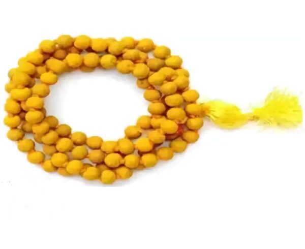 Haldi Mala - "হলদি মালা" - Wood Chain Jap Mala 108+1 Beads - "हल्दी माला - Chanting Jap Mala - Image 2