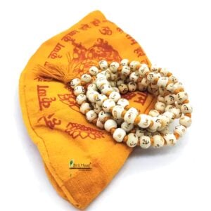 Hare Ram Hare Krishna Jaap Jap Mala - Jap Mala 108+1 Beads With Jholi Bag - Craving on White Rosary Jap Mala