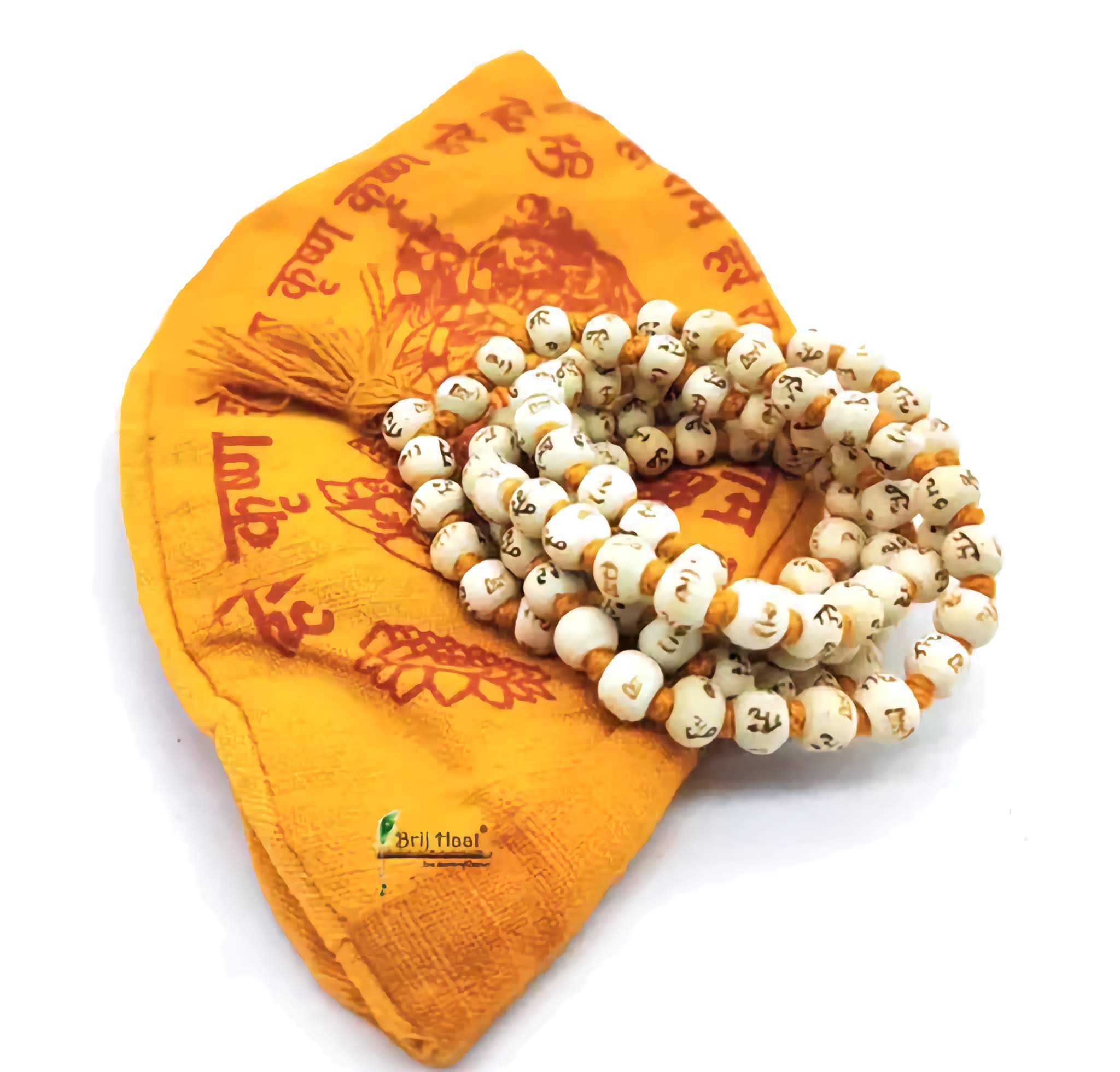 Hare Ram Hare Krishna Jaap Jap Mala - Jap Mala 108+1 Beads With Jholi Bag - Craving on White Rosary Jap Mala