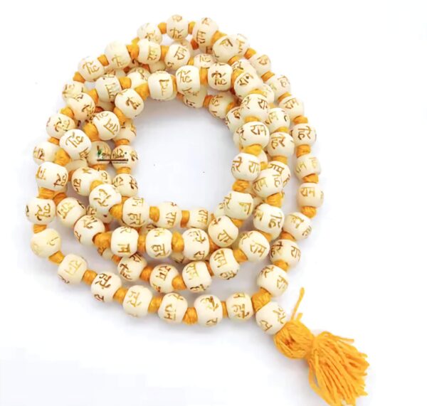 Hare Ram Hare Krishna Jaap Jap Mala - Jap Mala 108+1 Beads With Jholi Bag - Craving on White Rosary Jap Mala - Image 3