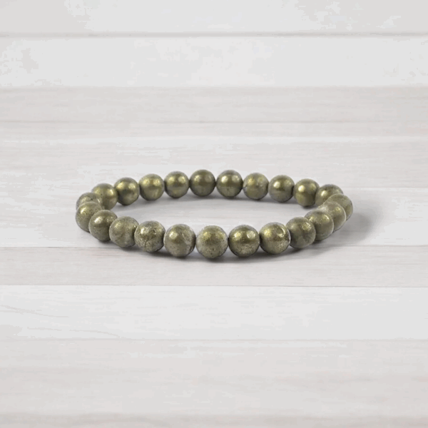 Original Pyrite Unisex  Bracelet - AAA Quality Pyrite Bracelet 8mm - Stretchable Real Crystal Bracelet -  Magnet For Prosperity, Abundance & Manifestation Pyrite Bracelet - With Certificate - Image 3