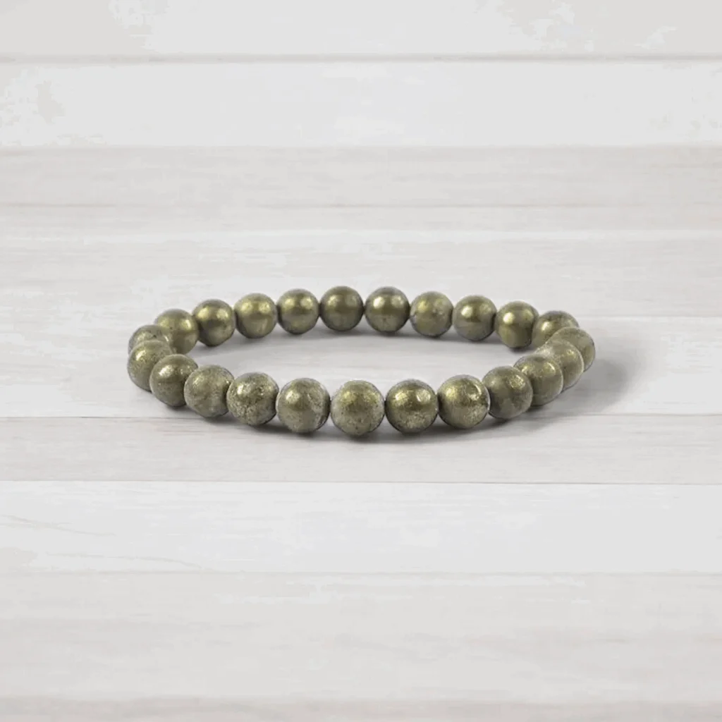 Original Pyrite Unisex Bracelet - AAA Quality Pyrite Bracelet 8mm - Stretchable Real Crystal Bracelet - Magnet For Prosperity, Abundance & Manifestation Pyrite Bracelet - With Certificate - Image 3
