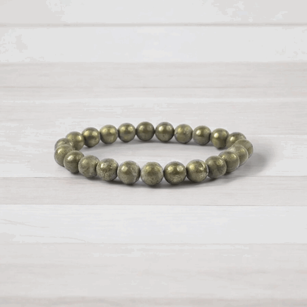 Original Pyrite Unisex  Bracelet - AAA Quality Pyrite Bracelet 8mm - Stretchable Real Crystal Bracelet -  Magnet For Prosperity, Abundance & Manifestation Pyrite Bracelet - With Certificate - Image 3