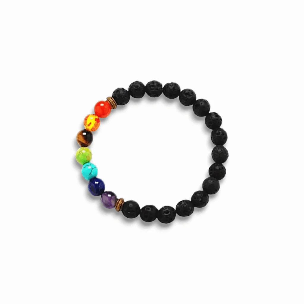 Pure Sterling Silver Elements Reiki Crystal Bracelet - 7 Chakra Healing Bracelet - With Real Gemstone Bead in Healing - For Men and Women